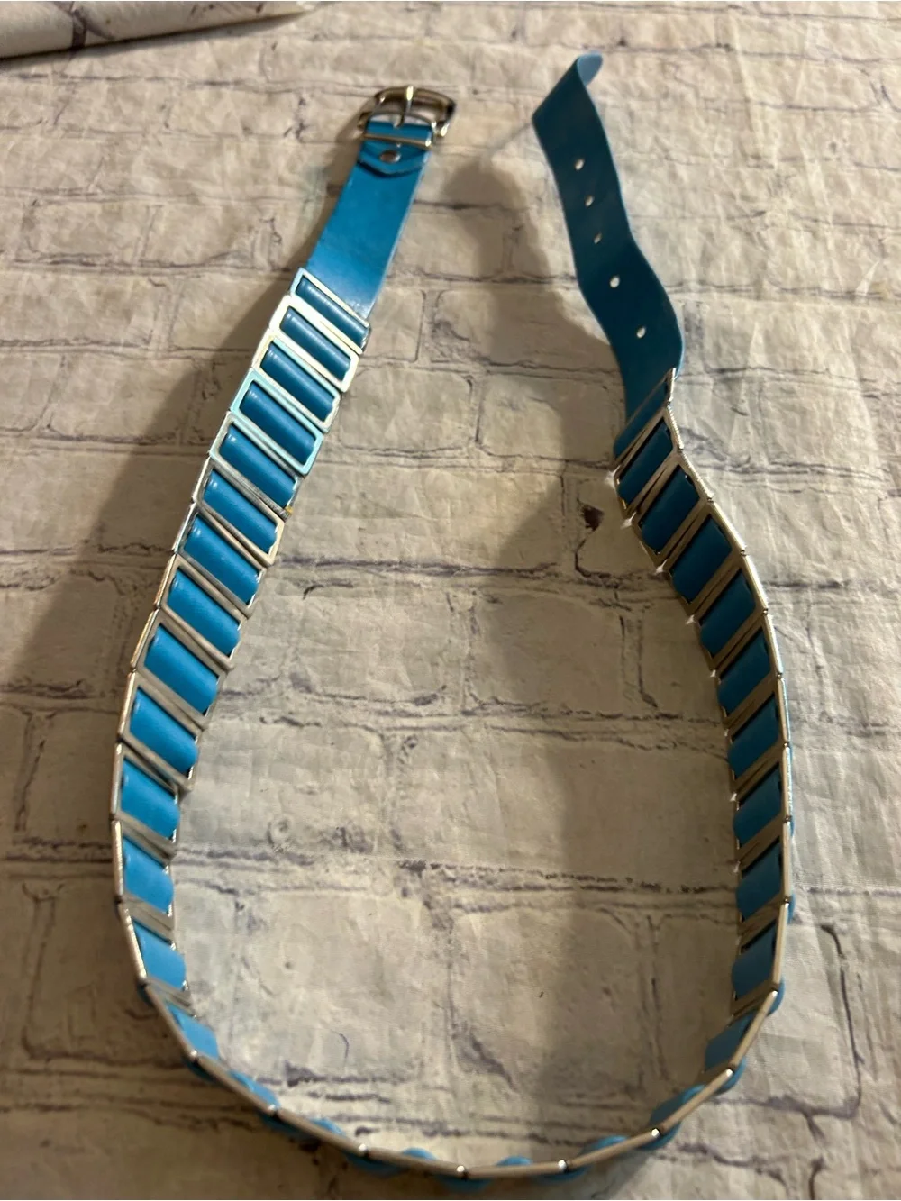 CALVIN KLEIN BLACK LEATHER WITH SILVER TONE CHAIN LINKS & TURQUOISE SILVER BELTS